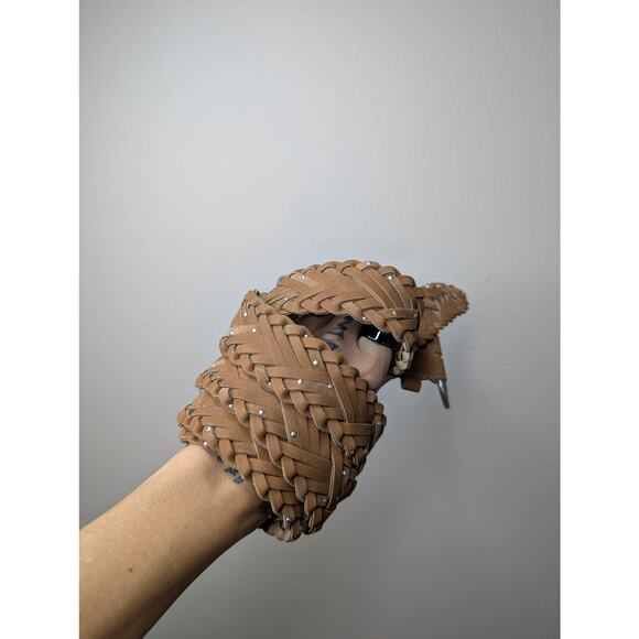 Brown Studded Braided Belt - Picture 3 of 4